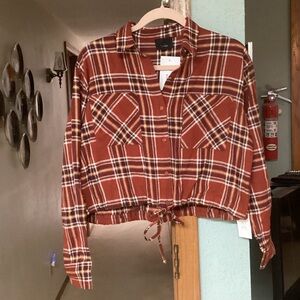 Lumiere Burgundy Plaid top